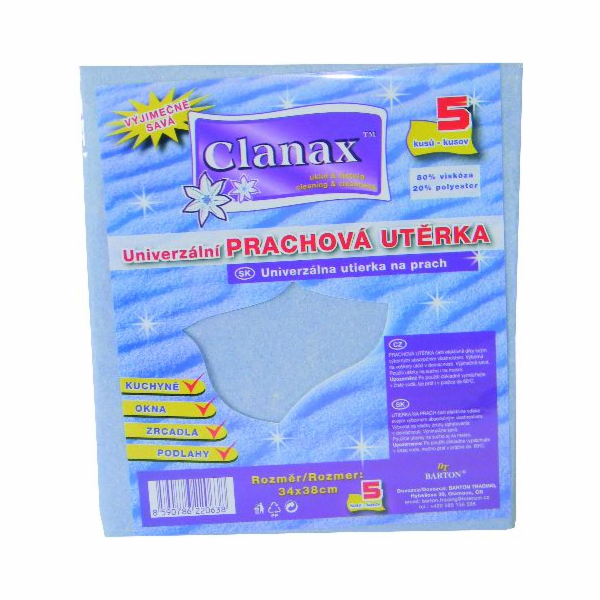 Utěrka prachu 38x35 cm 110g/m2 Clanax 5 ks