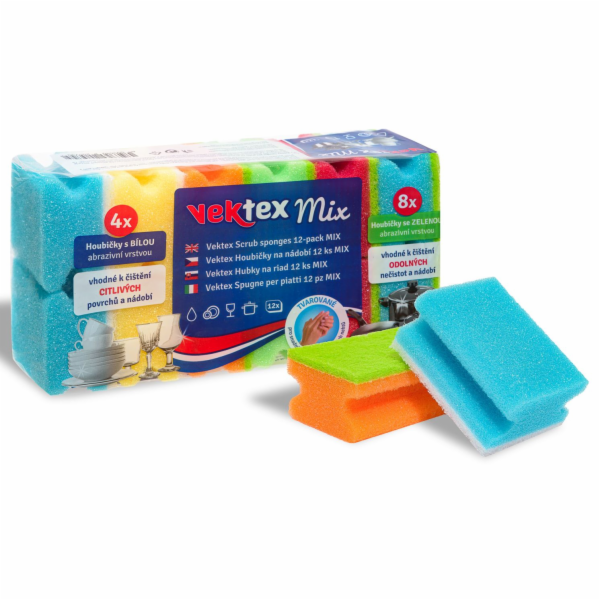 Houbička na nádobí 12 ks tvarovaná mix druhů Vektex