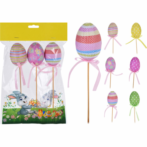 Zápich velikonoční vajíčko 3 ks 23 cm plast/dřevo