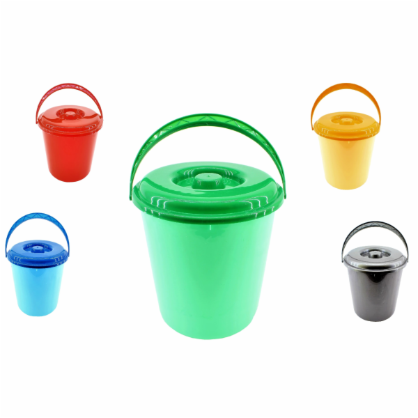 Vědro s víkem 10 l mix barev plast 0144