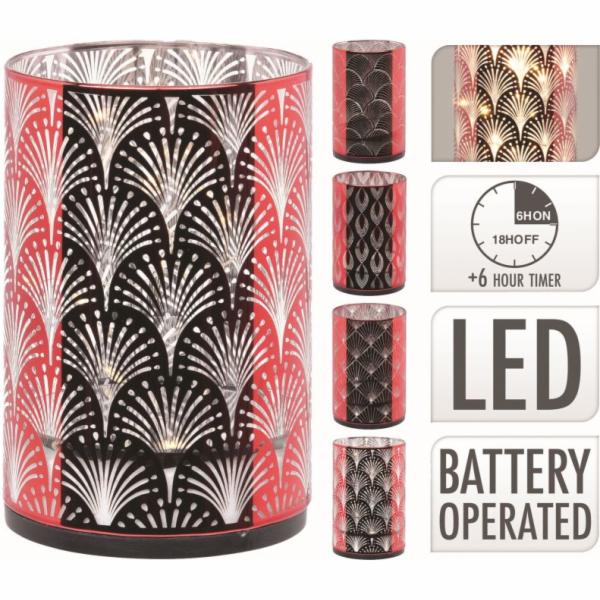 Svícen vánoční 10,5 cm LED svítící červený sklo