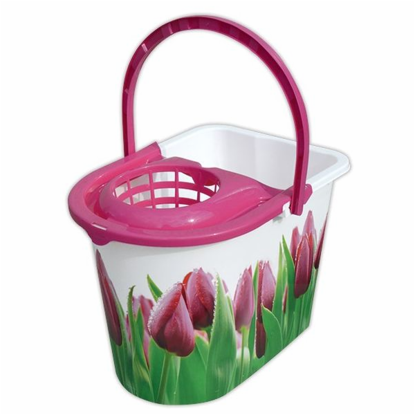 Vědro&nbsp;se&nbsp;ždímačem&nbsp;14&nbsp;l&nbsp;dekor&nbsp;tulipány
