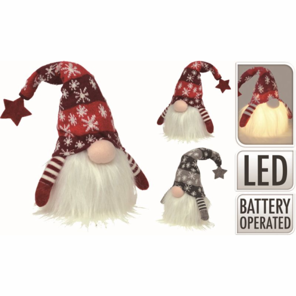 Dekorace skřítek 45 cm s LED osvětlením textilní