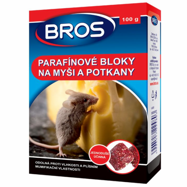 Návnada na hlodavce parafínové bloky 100 g BROS