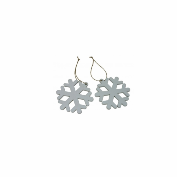 Dekorace vločky závěsné dřevěné 2 ks 10 cm