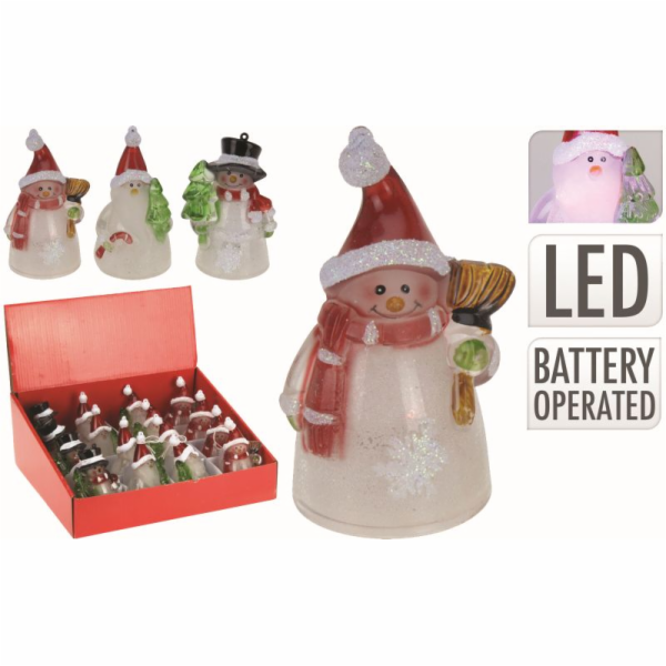 Sněhulák vánoční 10 cm s LED osvětlením mix druhů