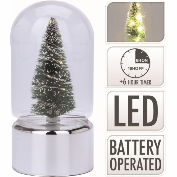 Stromeček vánoční 15 cm LED svítící na podstavci