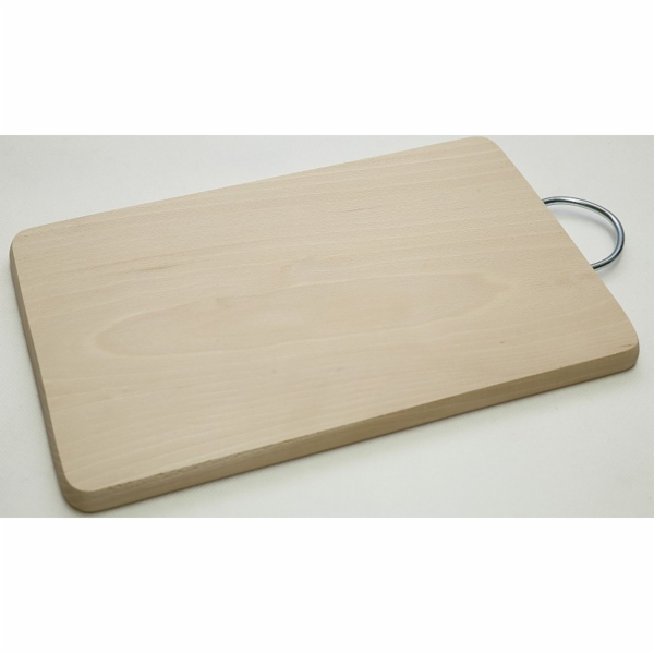 Prkénko kuchyňské 34x19x1,6 cm dřevo s kovovým úchytem