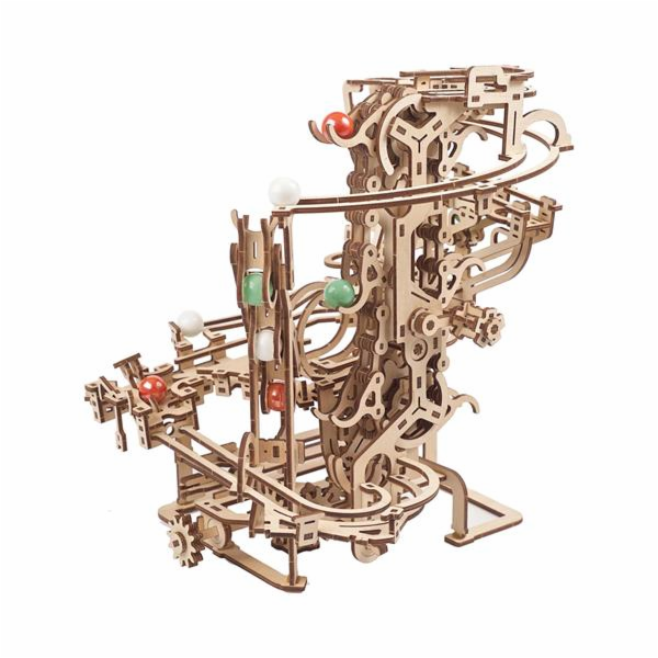 Ugears 3D dřevěné mechanické puzzle Kuličková dráha řetězová