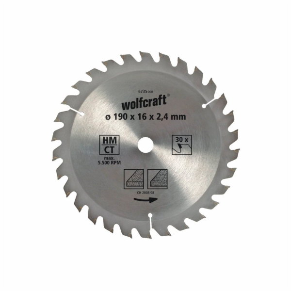 Wolfcraft Wolfcraft pilový kotouč hrubé řezy  o190x16 Z30...
