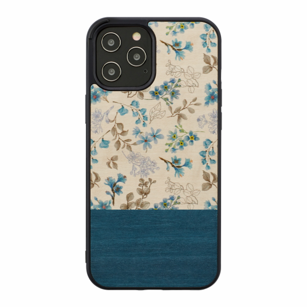 Pouzdro MAN&WOOD pro iPhone 12 Pro Max modrý květ černý