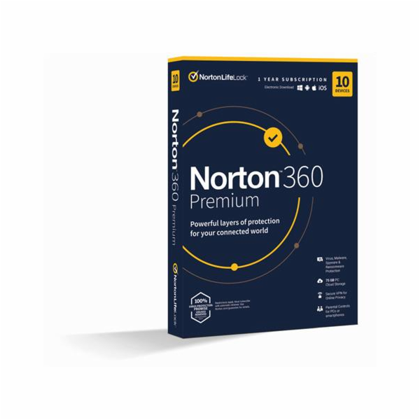 NORTON 360 PREMIUM 75GB +VPN 1 uživatel pro 10 zařízení n...