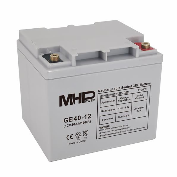 Baterie MHPower GE40-12 GEL, 12V/40Ah, T1-M6, Deep Cycle 