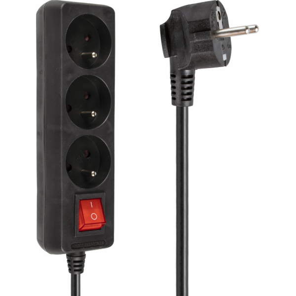 Napájecí lišta Libox 3 zásuvky 1,5 m černá (LB0081B-1,5)