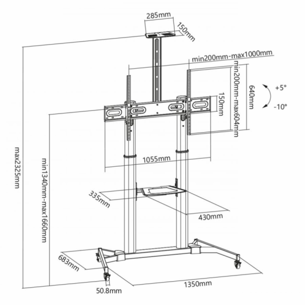 Sbox FS-3610 Floor Ultra-Large LED TV Stand 60-100" 100kg