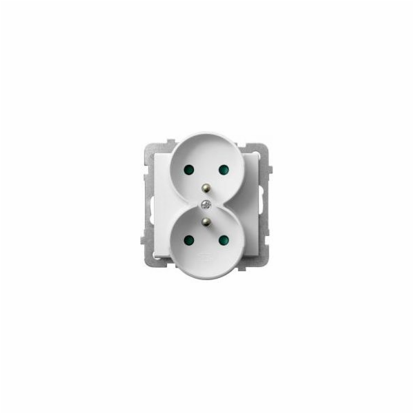 Ospel Double Sonata Z/U 16A IP20 Socket s bílými przysoly...
