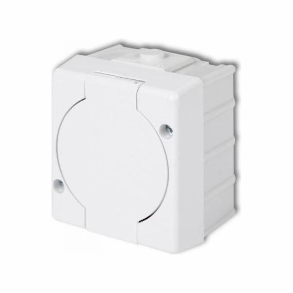 Karlik Single Socket 2P+s bílou chlopní IP44 (GHS-1)