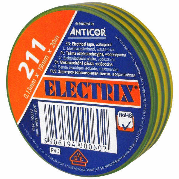 Anticor PVC zelená žlutá PVC 19mm 20m