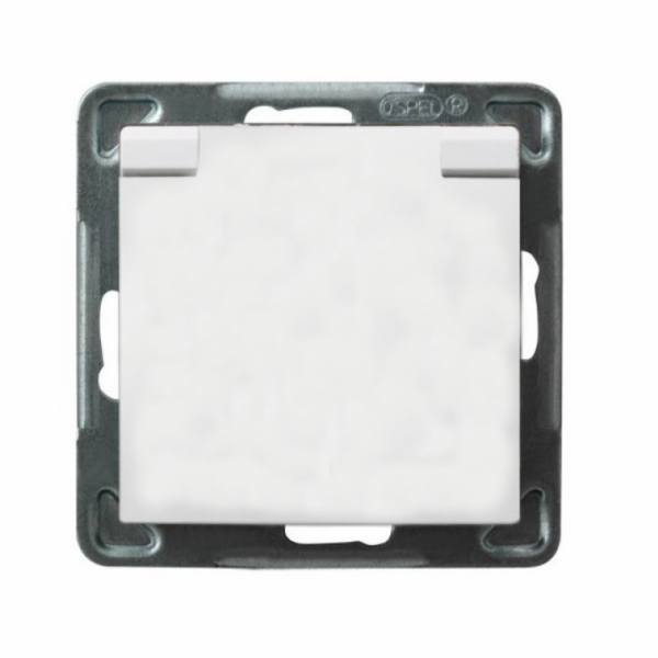 Ospel Single Socket Impression B/U 16A IP44 s bílou chlopní