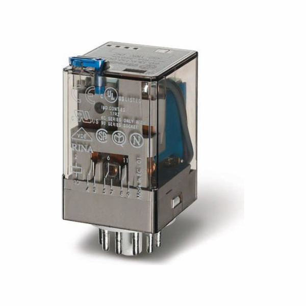 Průmyslové relé FINDER 3P 10A 110V tlačítko pro testování...