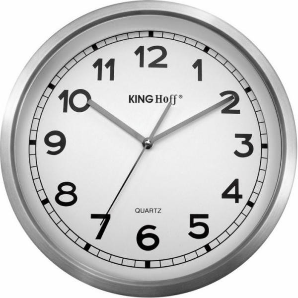 KingHoff OCELOVÉ NÁSTĚNNÉ HODINY 30cm PLYNUTÝ MECHANISMUS