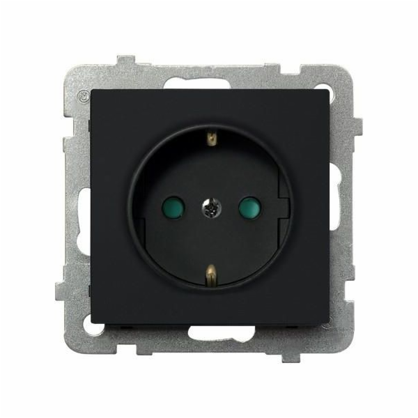 Ospel Socket Sonata single schuko s černými kovovými uzáv...