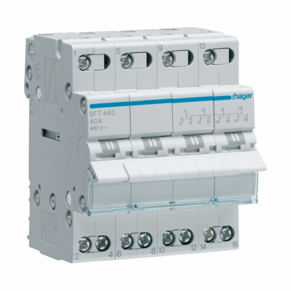 Hager Polo Modular Switch I-0-II 4P 40A (SFT440)