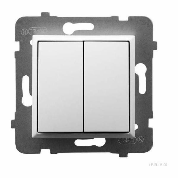 Ospel Dvouskupinový svícnový vypínač, bílý (LP-2U/m/00)