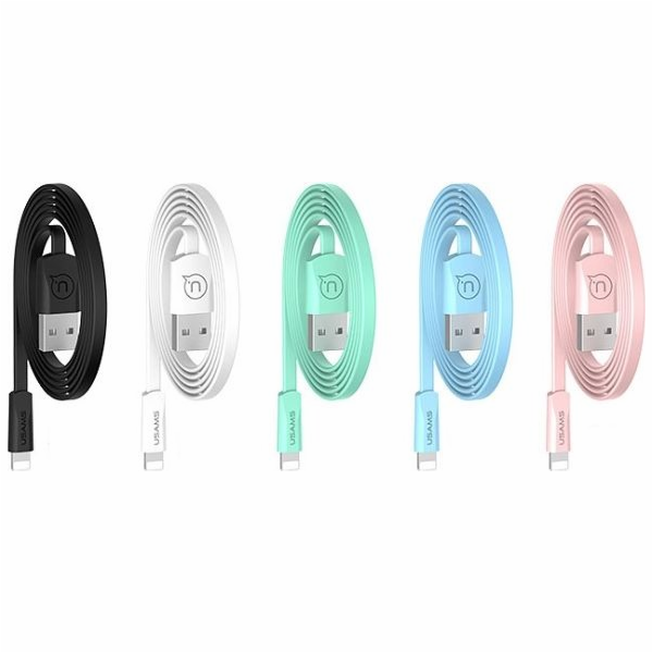 USB USAMS DJAMS kabel U2 Lightning Plochý kabel 1,2 m bíl...