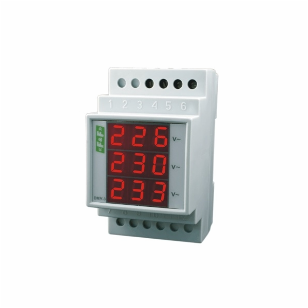F&F voltmetr 3-fázový digitální modulární 100-300V AC pře...