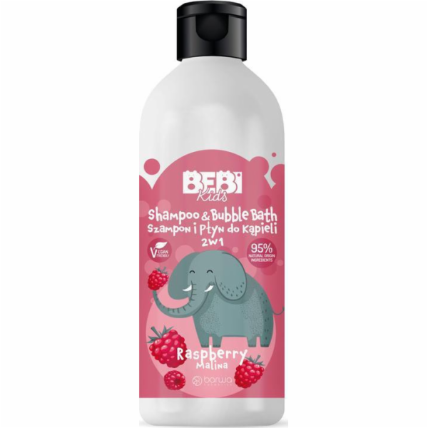 Barevný šampon BEBI Kids a 2in1 Bath Liquid - Raspberry 5...