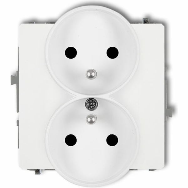 DECO Soft dvojitá zásuvka s/ven pro bílý rám (DGPRSO-2z)