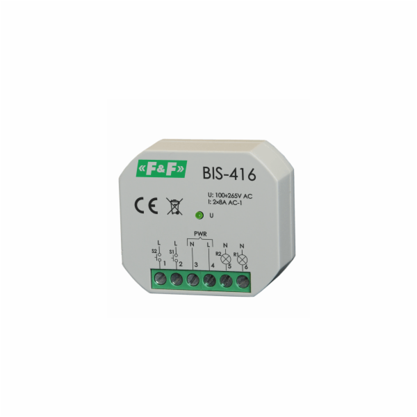 F&F BIS-416 bistabilní relé, zapuštěné, dva nezávislé říd...