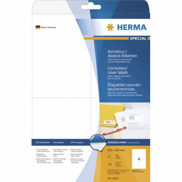 Herma Samolepící neprůhledné etikety A4, 105 x 148 mm, ne...