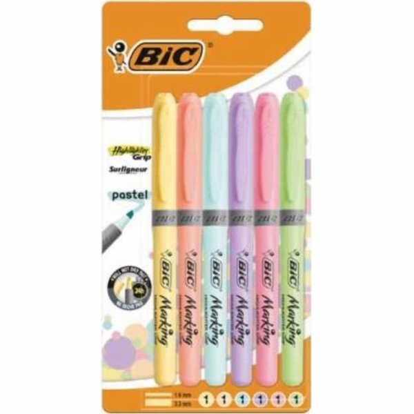 Bic Highlighter Grip Pastel 6 barev BIC