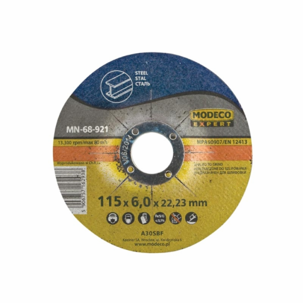 Modeco Konvexní brusný kotouč na broušení kovu 125mm 25 k...