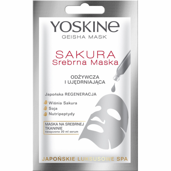 Yoskine Pleťová maska Geisha Mask Sakura Silver Vyživujíc...