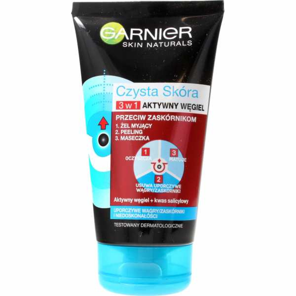 Garnier Face mycí gel Clean Skin Active Charcoal 3v1 150ml