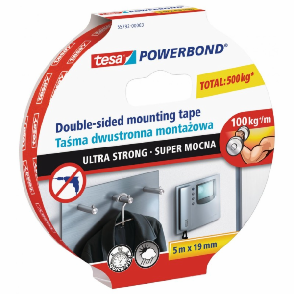 Oboustranná lepicí páska Tesa Ultra Strong 5m x 19mm, bílá