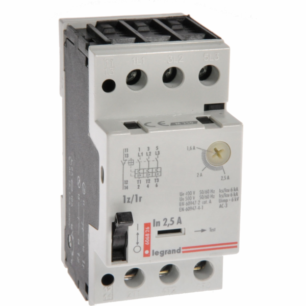 Legrand Motorový spínač 3P 0,8kW 1,6-2,5A M250 1Z/1R 2,5 ...
