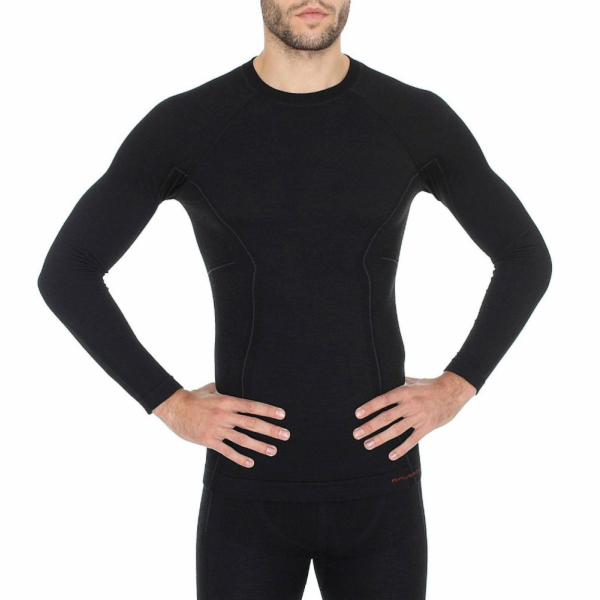 Brubeck Active Wool pánské tričko s dlouhým rukávem, čern...