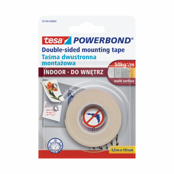 Oboustranná lepicí páska Tesa Powerbond, 1,5 mx 19 mm
