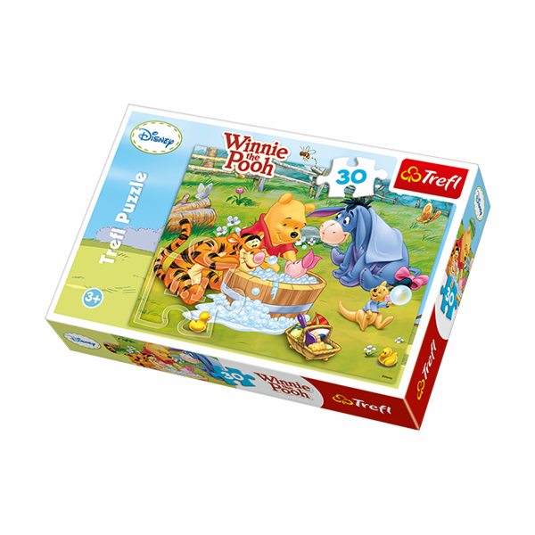 Puzzle TREFL Medvídek Pú - Prasátko se koupe 30 dílků