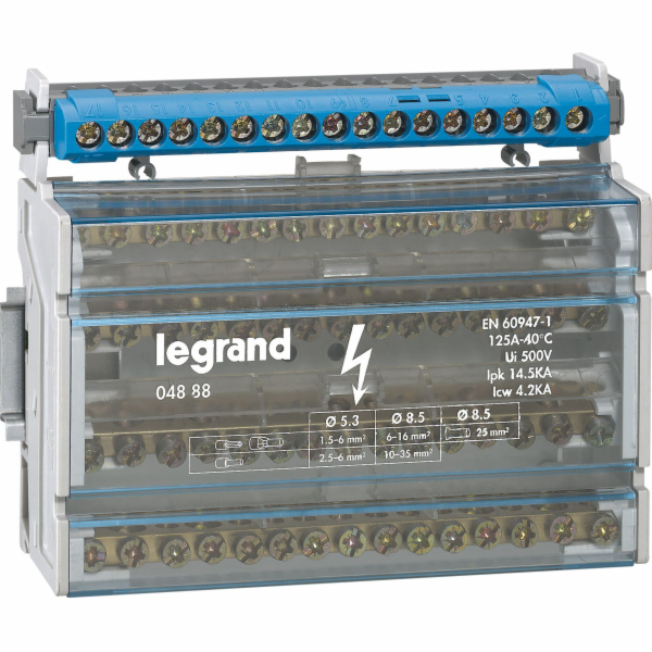 Legrand Připojovací lišta 17 otvorů modrá IP2xN17 (004845)