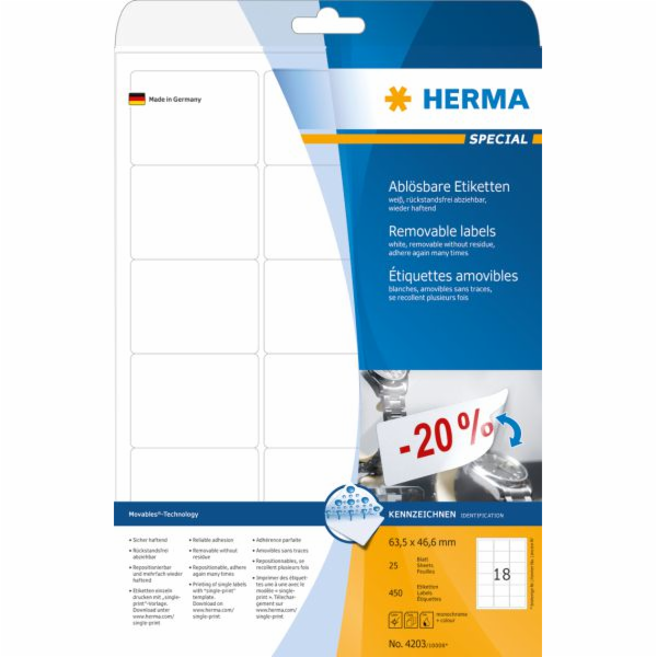 Herma odlepovací etikety 4203 Movables, A4, 63,5 x 46,6 m...