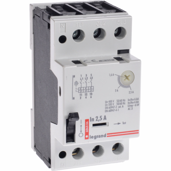 Legrand Motorový spínač 3P 0,8kW 1,6-2,5A M 250 2,5 606806