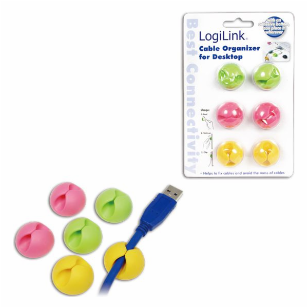 Držák organizéru LogiLink Různé barvy 6 kusů (KAB0010)