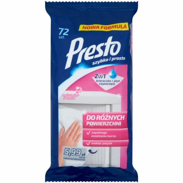 Presto Vlhčené ubrousky na čištění různých povrchů 72 ks ...