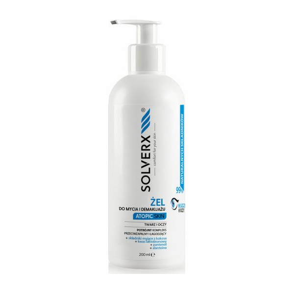 Solverx Atopic Skin mycí a odličovací gel na obličej a oč...
