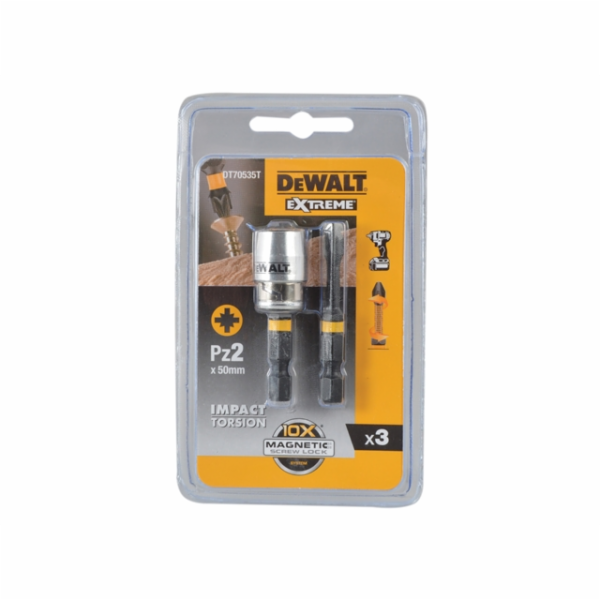 Nárazové šroubovací bity Dewalt TORSION PZ2 2 ks. + rukoj...
